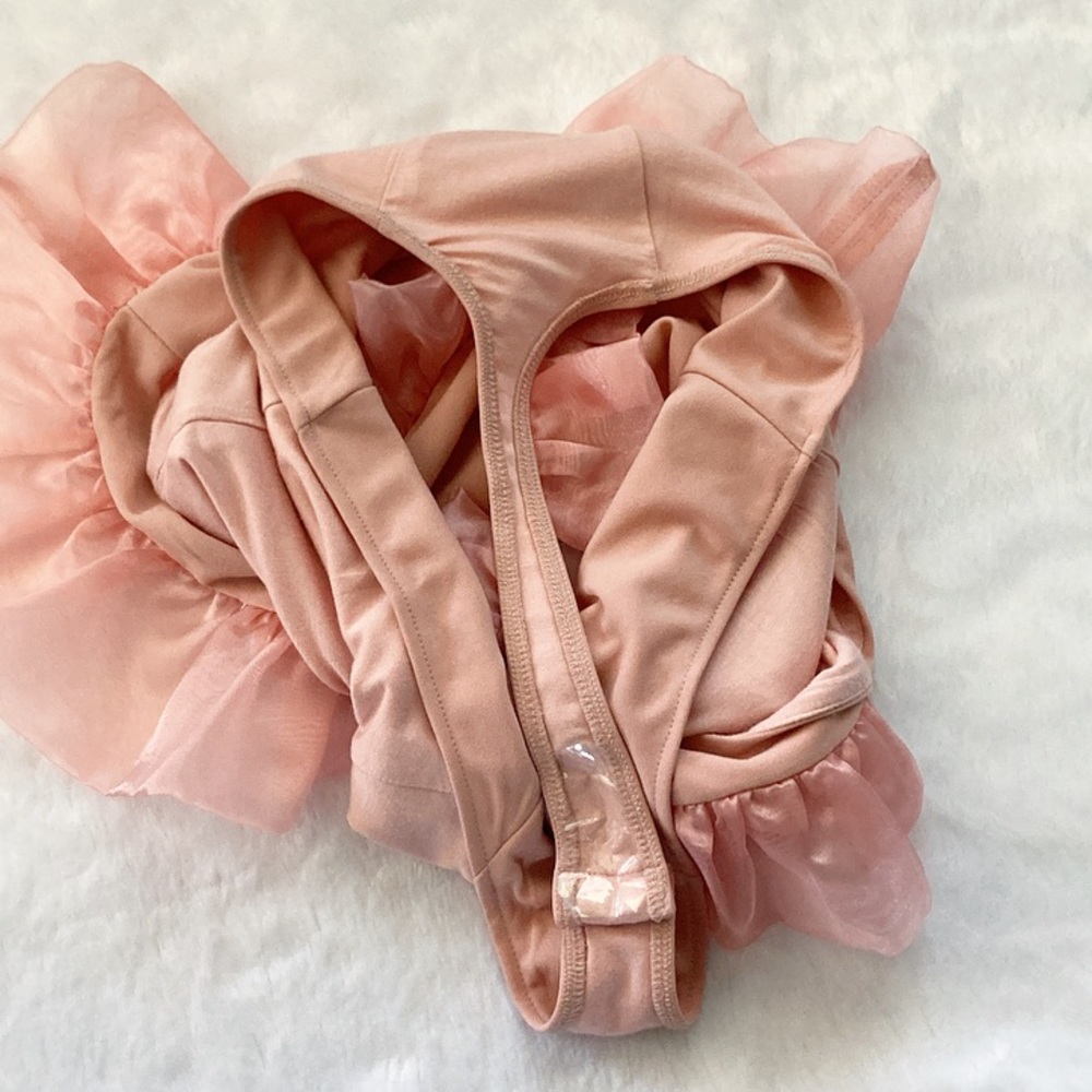 NWOT Intimately Free People Pink Rose Ruffle Flutter Sleeve Bodysuit - Picture 6 of 9